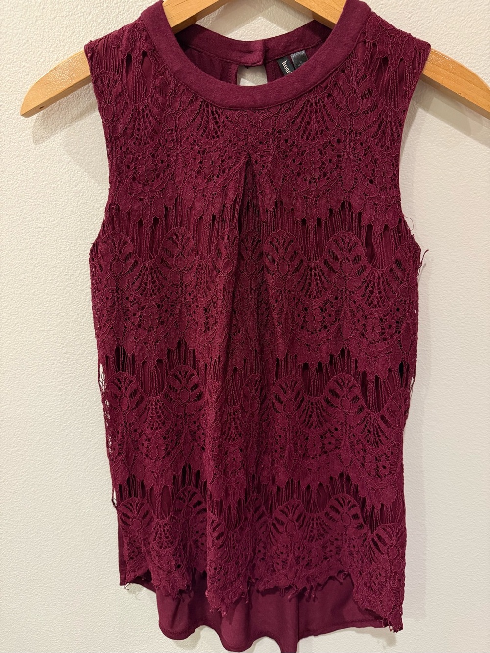 HeartSoul Burgundy Lace Sleeveless Top